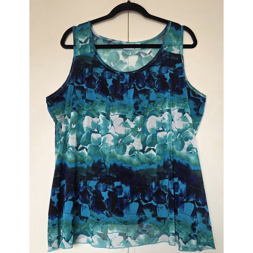 Cato Woman's Sleeveless Sheer Floral Lined Blouse Size 22/24W ~~~EUC~~~